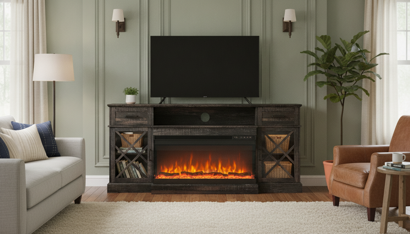 70-Inch Farmhouse LED Fireplace TV Stand: Fit & Setup